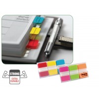 Märkflik Post-it Index Strong, Extra slitstarka, 25,4x38,1mm, Rosa, Grön, Orange (686-PGO), 22 flikar x 3 färger/fp