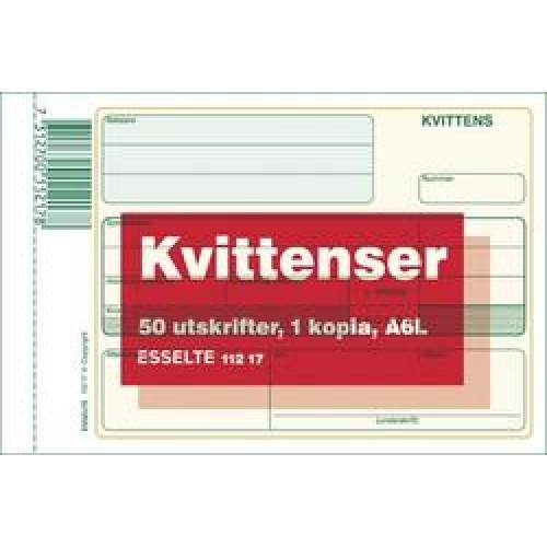 Blankett kvittens A6L med kopia (112 17) 2x50 blad 1/fp