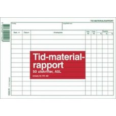 Blankett Tid- & materialrapport A5L (111 42) 50 blad 1/fp