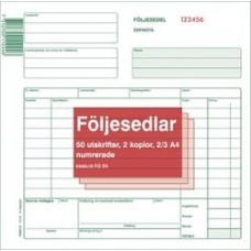 Blankett följesedlar 2/3A4 kopia numrerad (112 24) 3x50blad 5/fp