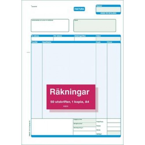 Blankett Fakturor 2/3 A4 med kopia (112 12) 2x50 blad 5/fp Blankett Fakturor 2/3 A4 med kopia (112 12) 2x50 blad 5/fp