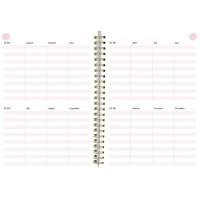 Burde Life Planner A5 Pink rosa konstläder Vintage med slejf