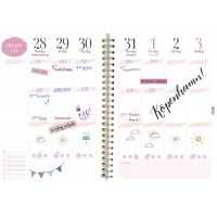 Burde Life Planner A5 Pink rosa konstläder Vintage med slejf