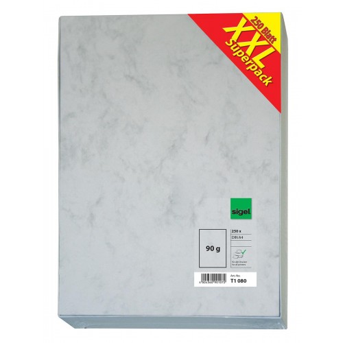 Kopieringspapper Sigel Marmor/Marble Grey (T1 080) A4 90g, 250 ark/fp (XXL Superpack) marmorpapper, marmorerat papper