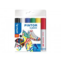 Märkpenna Pilot Pintor Marker Medium 4,5mm Classic, 6 färger/fp