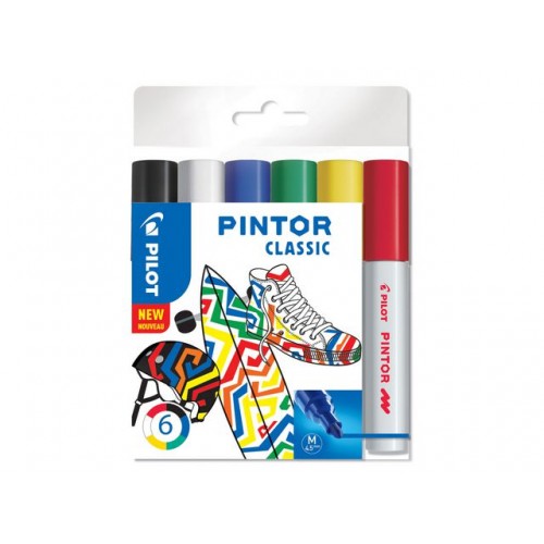 Märkpenna Pilot Pintor Marker Medium 4,5mm Classic, 6 färger/fp