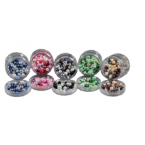 Glaspärlor, pärlemo, 5 färger x 100 gram