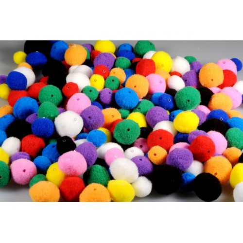 PomPombollar med hål, Blandade färger, 100/fp