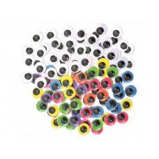 Plastögon färg/svart-vit, 15mm, 300/fp (150 st svart/vit, 150 st färgade)