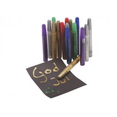 Glitterlim Playbox, 16 limpennor/fp (4 st guld, 4 st silver, 2 st röda, 2 st gröna, 2 st blå & 2 st lila)