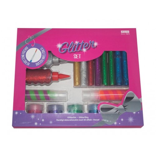 Glitterset (glitterlim, glitterfärg, pensel)