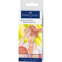 Penselpenna Faber-Castell PITT artist pen brush Manga set Kaoiro (Version 3), 6 färger/fp