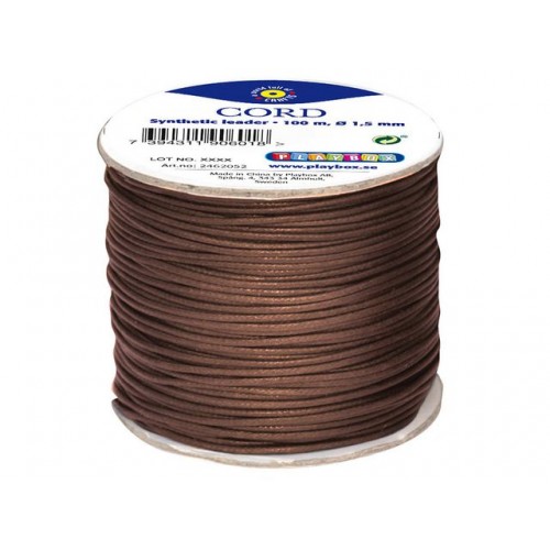Halsbandssnodd/Snöre, Syntetiskt läder (konstläder), 1,5 mm, 100 meter, Brun