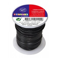Läderrem/Lädersnöre, rund, 2 mm, 22,5 meter, Svart Läderrem/Lädersnöre, rund, 2 mm, 22,5 meter, Svart
