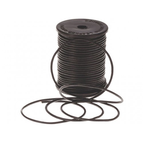 Läderrem/Lädersnöre, rund, 2 mm, 22,5 meter, Svart Läderrem/Lädersnöre, rund, 2 mm, 22,5 meter, Svart