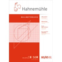 Millimeterblock: Millimeterpapper/Millimeterrutat papper, 1x1mm, Hahnemühle, 80/85g, A4, Röd, 50 ark Millimeterblock: Millimeterpapper/Millimeterrutat papper, 1x1mm, Hahnemühle, 80/85g, A4, Röd, 50 ark