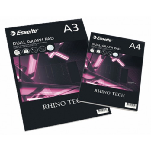 Millimeterblock: Millimeterpapper / Millimeterrutat papper, 2 skalor, Esselte Rhino Tech Dual Graph, 115g, A3, 30 ark Millimeterblock: Millimeterpapper / Millimeterrutat papper, 2 skalor, Esselte Rhino Tech Dual Graph, 115g, A3, 30 ark