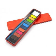 Akvarellset: Akvarellåda/Akvarellfärg med 12 färger + pensel (extrastort vitt färgblock)