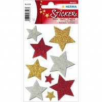 Dekorationsetiketter Stickers Herma Magic 6528, Stjärnor, Glitter, Tre färger, 9 etiketter/fp