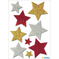 Dekorationsetiketter Stickers Herma Magic 6528, Stjärnor, Glitter, Tre färger, 9 etiketter/fp