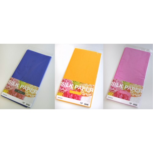 Silkespapper 50x70cm (Mörkblå-Gul-Rosa) 3 färger x 10 ark/fp (totalt 30 ark)