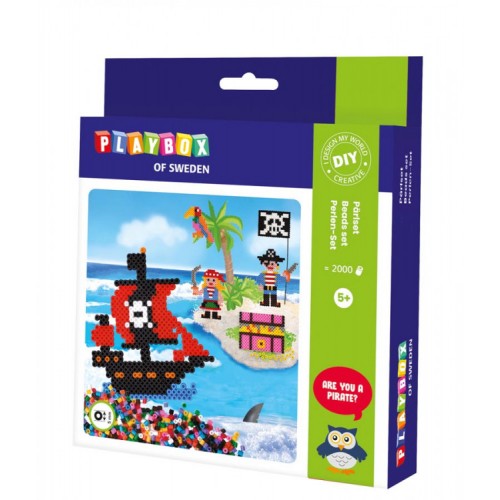 Pärlset Pirater, Ø 5mm, 2000 rörpärlor/fp + pärlplatta