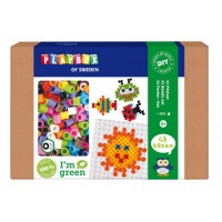 Pärlset I'm green, XL-rörpärlor, Ø 9mm, 600 rörpärlor/fp + pärlplatta