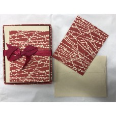 Set med 10 kort & 10 kuvert, Röd med vita punktlinjer, Rättvis Handel (Fair trade)