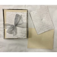 Set med 10 kort & 10 kuvert, Vit/Silver punktlinjer, Rättvis Handel (Fair trade)