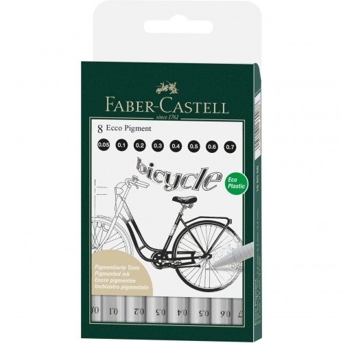 Tuschritpennor ECCO-PIGMENT Faber-Castell, Svart, 8 pennor/fp Tuschritpennor ECCO-PIGMENT Faber-Castell, Svart, 8 pennor/fp