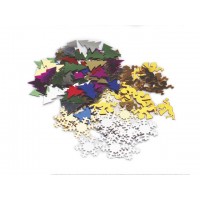 Paljetter, Paljettmix jul, plast, 60 gram/fp  (Guld, Silver, Blandade färger, Snöflingor, granar, änglar)