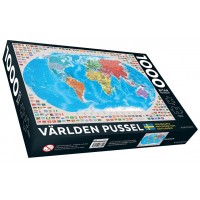 Pussel: Världskarta/Världen, 1000 bitar, 68,3 x 48 cm, Norstedts, Svensk text