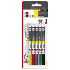 Textilpenna Marabu Textil Painter Universal, Basic, 1-2mm, 5 färger/fp