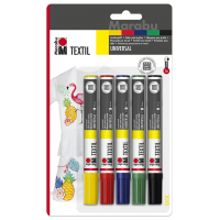 Textilpenna/Textilfärgpenna Marabu Textil Painter Universal, Basic, 2-4mm, 5 färger/fp Textilpenna/Textilfärgpenna Marabu Textil Painter Universal, Basic, 2-4mm, 5 färger/fp