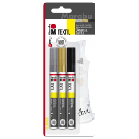Textilpenna/Textilfärgpenna Marabu Textil Painter Universal Glitter, Glamour, 3mm, 3 färger/fp Textilpenna/Textilfärgpenna Marabu Textil Painter Universal Glitter, Glamour, 3mm, 3 färger/fp