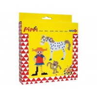 Pärlset Astrid Lindgrens Pippi Långstrump, Ø 5mm, 2000 rörpärlor/fp + 2 st pärlplatta, Lilla gubben, Herr Nilsson.