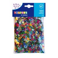 Paljetter, Alfabet/Bokstäver (A-Z), plast, Blandade färger, 50 gram/fp