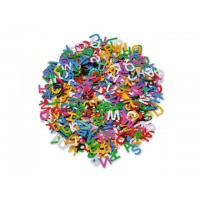 Paljetter, Alfabet/Bokstäver (A-Z), plast, Blandade färger, 50 gram/fp