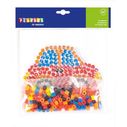 Pärlset, XL-rörpärlor, Bil, Ø 10mm, 250 rörpärlor/fp + pärlplatta