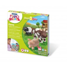 Modellera-set: Modellera Fimo Kids (8034 01), form&play, Farm (Bondgård), 4 x 42 gram