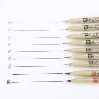 Tuschritpennor Pigma Micron 6 st Fineliner + 1 st Brush pen, Svart, 7 pennor/fp Tuschritpennor Pigma Micron 6 st Fineliner + 1 st Brush pen, Svart, 7 pennor/fp