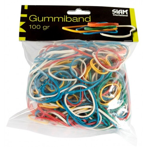 Gummiband, blandade färger & storlekar, 100 gram/fp (ca 250 st gummiband)