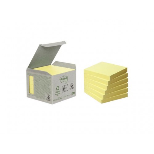 Notisblock Post-it Notes 100% Recycled/återvunnen (654-1B) 76x76mm Gul 6/fp Notisblock Post-it Notes 100% Recycled/återvunnen (654-1B) 76x76mm Gul 6/fp