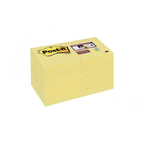 Notisblock Post-it Notes Super Sticky 47,6x47,6mm, Canary Yellow (gul) 12/fp
