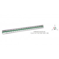 Skalstock / Skallinjal/ trekantsskala, 15cm, Aluminium, Standardgraph 9405-15, (1:2,5 - 1:5 - 1:10 - 1:20 - 1:50 - 1:100)