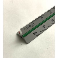 Skalstock / Skallinjal/ trekantsskala, 15cm, Aluminium, Standardgraph 9405-15, (1:2,5 - 1:5 - 1:10 - 1:20 - 1:50 - 1:100)