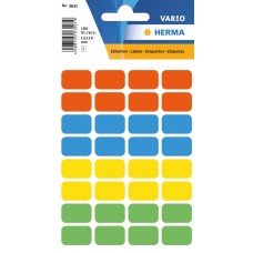 Märketikett Universaletiketter Herma Vario 3631 12x19mm permanent, 4 färger x 40 etiketter/fp