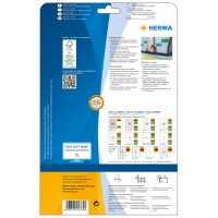 Etikett Herma Special 4369, färgade etiketter, avtagbara, A4, 45,7x21,2mm, Grön, 20 ark/fp (960 st etiketter)