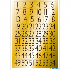 Märketikett Herma Vario 4146 Siffror 1-100, 13x12mm, Svart på guldfolie, 4 ark/fp