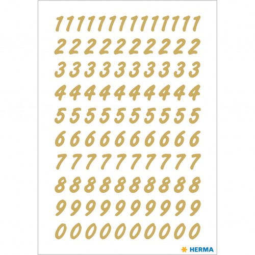 Märketikett / Sifferetiketter Herma Vario 4151 Siffror 0-9, 8mm, Guld, 2 ark/fp Märketikett / Sifferetiketter Herma Vario 4151 Siffror 0-9, 8mm, Guld, 2 ark/fp